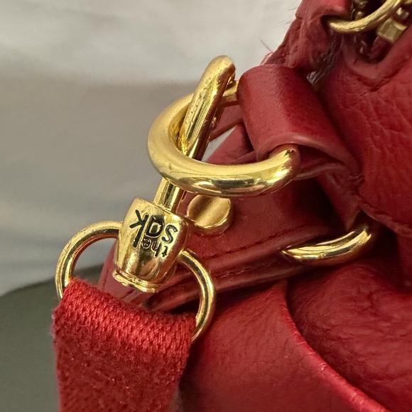 the Sak Cherry Red Pebbled Leather Crossbody Shoulder Bag with Gold Hardware - Picture 6 of 11